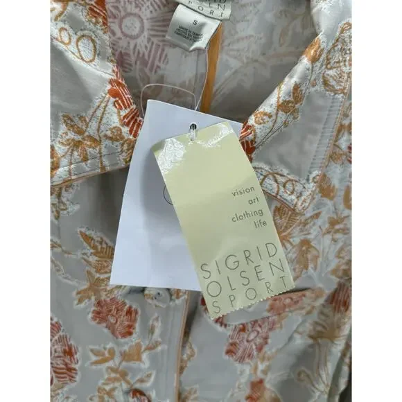 Sigrid Olsen Sport Women’s Long Blazer Cream Orange Floral Size Small - Picture 6 of 10